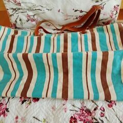 レトロ　大きなストライプトートバッグの画像