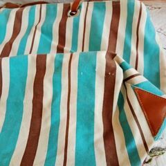レトロ　大きなストライプトートバッグの画像