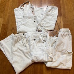 ★白パンツ5枚セット+ワッフル地チュニック★の画像