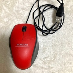 ELECOM エレコム　レ-ザーマウス　M-LS5ULシリーズ:赤系:取説付き:ジャンク品:有線マウス:ジャンク品の画像