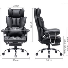 SKYE ゲーミングチェア 座り心地最高 デスクチェア オフィスチェア 肉厚座面 椅子 テレワーク ゲーム用チェア 伸縮可能のオットマン 社長椅子 PUレザー (ブラック)の画像