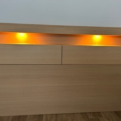 《中古》ニトリダブルベッドフレーム (グラン ST) ダブル ベッド ベッドフレーム すのこベッド コンセント付 LED照明の画像