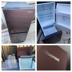 【23区近隣配送設置無料 】 H181 Hisense 134Lインテリア 冷蔵庫 glass door ブラウン  の画像