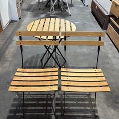 ガーデンテーブル&チェアセット 木目の画像