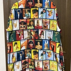 【Y00077】PLAYBOY × X-LARGE（プレイボーイ×エクストララージ）総柄コーチジャケット　XL　※補修有りの画像