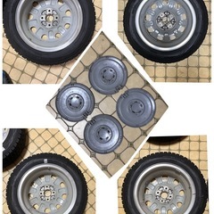 スズキ　ラパンショコラ　純正ホワイトホイールにDUNLOPスタッドレス4本の画像