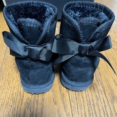 プティマイン　黒 リボン付き キッズブーツ16cmの画像