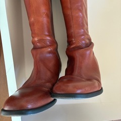 本革　明るい茶色ロングブーツの画像