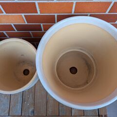 【取引中】植木鉢白(大ｘ2、中ｘ2）の画像