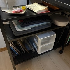 パソコンデスク　黒　棚・デスクシェルフ付きの画像