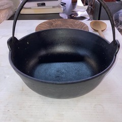 南部鉄器 丸形ツル鍋 鉄器　盛栄堂 鉄鍋　24cmの画像