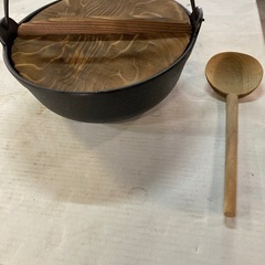 南部鉄器 丸形ツル鍋 鉄器　盛栄堂 鉄鍋　24cmの画像