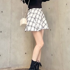 まとめ値引🉑GRL ダイヤチェック柄ツイードフレアミニスカート Sサイズ  の画像