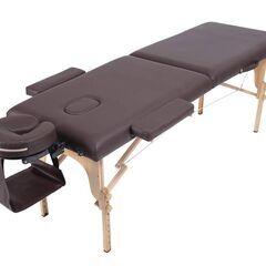 折りたたみ マッサージベッド 木製・有孔 チョコレート 長さ185×幅70×高さ51～83cmの画像