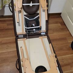 折りたたみ マッサージベッド 木製・有孔 チョコレート 長さ185×幅70×高さ51～83cmの画像