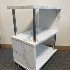 大理石柄 サイドラックテーブル S字型の画像