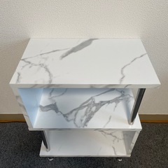 大理石柄 サイドラックテーブル S字型の画像
