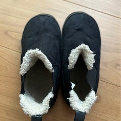 無印良品　キッズ　子供　ブーツ スエード調 裏ボア ブラック 17 18の画像