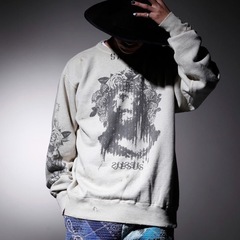 SAINT MICHAEL イエスプリント クルーネックスウェット 薄手 Mサイズの画像