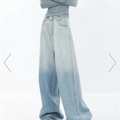 DIAVEL 裾フリンジグラデーションデニムワイドパンツ 新品の画像