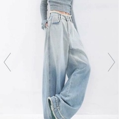 DIAVEL 裾フリンジグラデーションデニムワイドパンツ 新品の画像