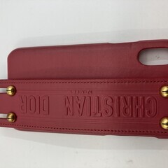 Christian Dior ディオール iPhoneケース X XS 赤 レザー ハンドル/ストラップ付 ゴールド金具 イタリア製 正規刻印の画像