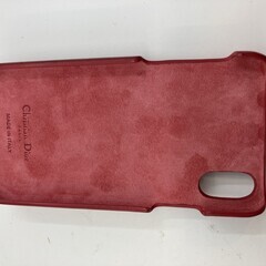 Christian Dior ディオール iPhoneケース X XS 赤 レザー ハンドル/ストラップ付 ゴールド金具 イタリア製 正規刻印の画像