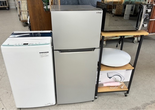✨ お得！コンパクトおしゃれ家電 6点セット （冷蔵庫・洗濯機・電子レンジ・LED照明・ドライヤー・） ? 早い者勝ち｜配達・夜間配送