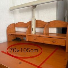 ★木製★学習デスク+上置き+3段ワゴン+ライトの画像