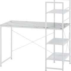 大理石調 デスク テーブル 机 白 ホワイト オシャレの画像