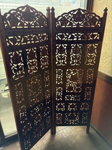 アジアン　衝立　木製彫刻　パーティション アジアン 衝立 木製彫刻 パーティション③