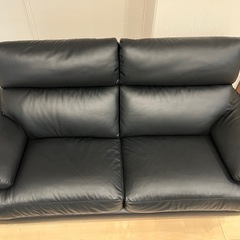 ソファ　3人がけ　　合皮　黒の画像