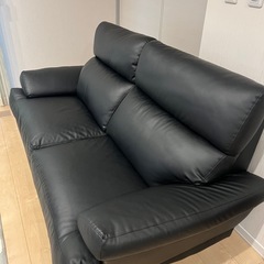 ソファ　3人がけ　　合皮　黒の画像
