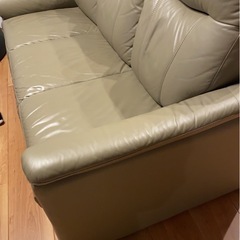 ニトリ　3人掛けソファ 本革(一部合成皮革)の画像