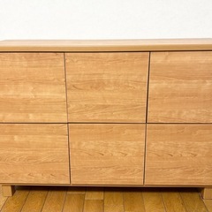 収納棚　キャビネット　木製　ナチュラル木目の画像