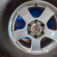 ☆バリ溝 スタッドレスタイヤホイール☆ ランクル等17インチ 7.5J PCD139.7 6穴 ET25 ハブ径約107 ブリジストン ブリザック DM-V3 265/65R17 2019年 4本 SO153の画像
