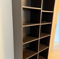 引き出し付き本棚 ダークブラウン（可動棚・下段収納あり）の画像