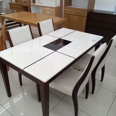★リユースのサカイ日立店★HJ8623  ダイニングテーブルセット ダークブラウン H72×D80×W140 クリーニング済み の画像