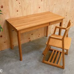 ≪zyt2630ジ≫ 良品計画 無垢材デスク 引出付 オーク材 幅110cm 15-874781 机/おしゃれ/北欧/シンプル/無印良品/中古家具/リユースストレージ仙台 071207-03の画像