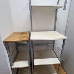キッチン棚　2個セット　ストッカー　電子レンジ置き　コンセント付き　炊飯器置き　トースター置き　米びつ置き　コーヒーメーカー置きの画像