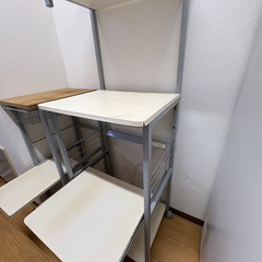 キッチン棚　2個セット　ストッカー　電子レンジ置き　コンセント付き　炊飯器置き　トースター置き　米びつ置き　コーヒーメーカー置きの画像