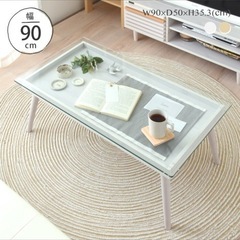 ガラステーブル　ホワイトオーク　の画像