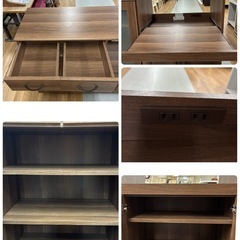 S762 ⭐ 不二貿易 キッチンカウンター 食器棚 カウンターテーブル 幅120cm USED 綺麗の画像