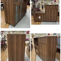 S762 ⭐ 不二貿易 キッチンカウンター 食器棚 カウンターテーブル 幅120cm USED 綺麗の画像