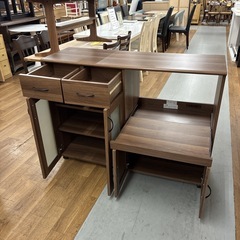 S762 ⭐ 不二貿易 キッチンカウンター 食器棚 カウンターテーブル 幅120cm USED 綺麗の画像