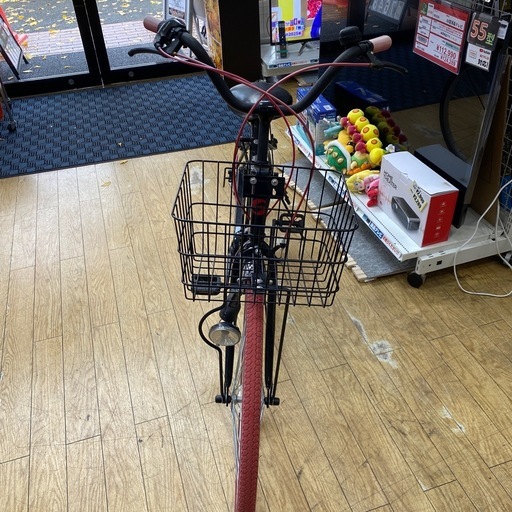 ?人気?26インチ自転車 QS21C03225 シティサイクル ママチャリ ギア付き ブラック レッド No.2223 NH