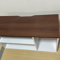 収納付きローボード／テレビ台（ホワイト×ブラウン）の画像