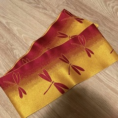 トンボ刺繍 半幅帯 赤　アンティーク　着物　浴衣の画像