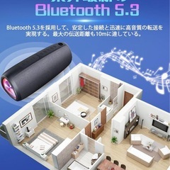 【新品】Bluetooth スピーカー　ワイヤレス 24時間連続再生 強化された低音　LEDライト付き マイク内蔵 ハンズフリー通話 IPX7防水 小型 持ち運びやすい お風呂で使用可能の画像