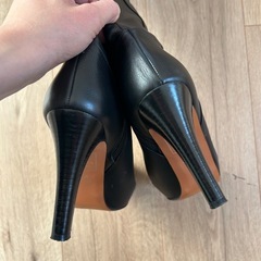 LANVIN en Bleu ブラックレザー ロングブーツ ハイヒール　23.5の画像